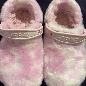 New pink fur Crocs